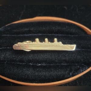 Vintage Gold Tone US Navy Ship Tie Clip